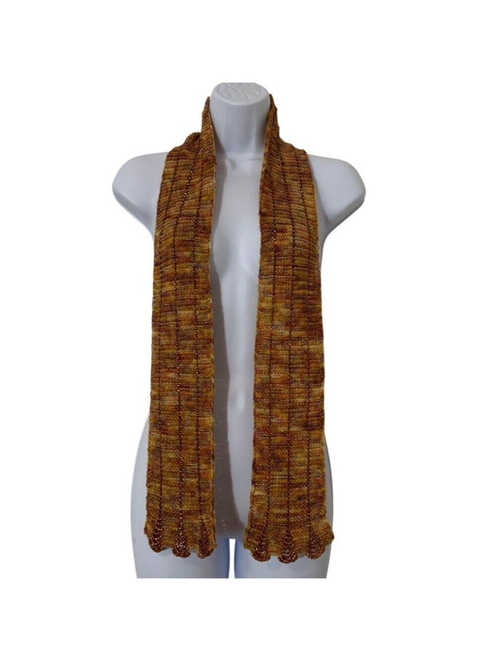 Beautifully Beaded Art Nouveau Scarf In Autumn Tones Scalloped Lined Bead Edges